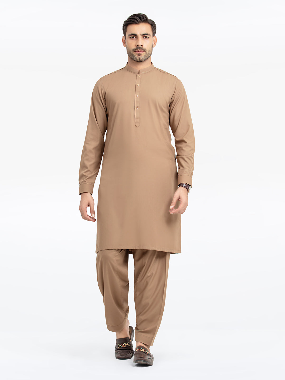 Men's Camel Kurta Shalwar - EMTKST24-99471