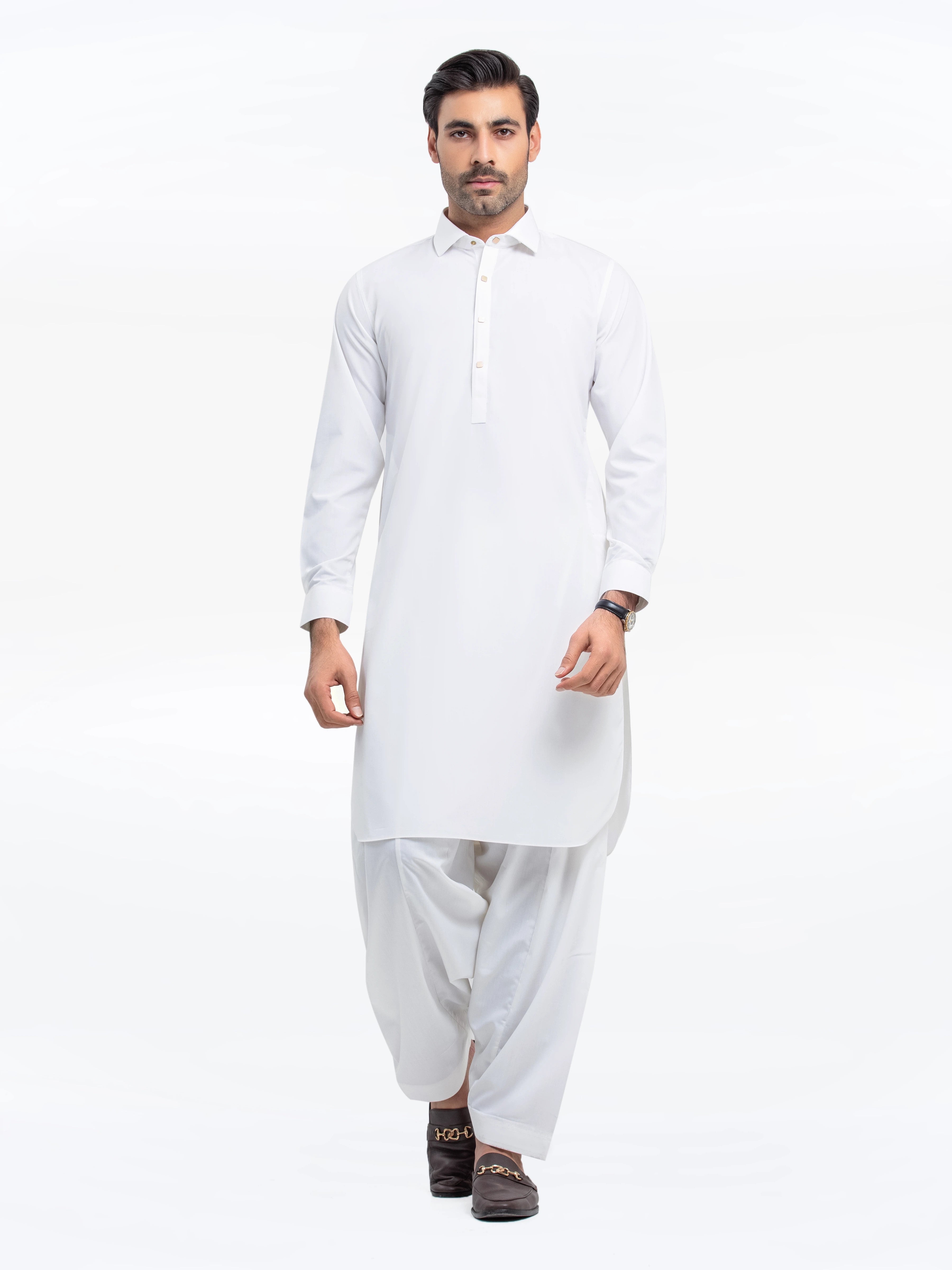 Men's Off White Kurta Shalwar - EMTKST24-99475