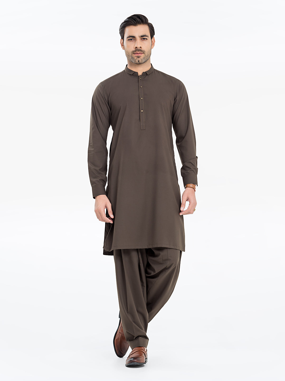 Men's Olive Green Kurta Shalwar - EMTKST24S-99454