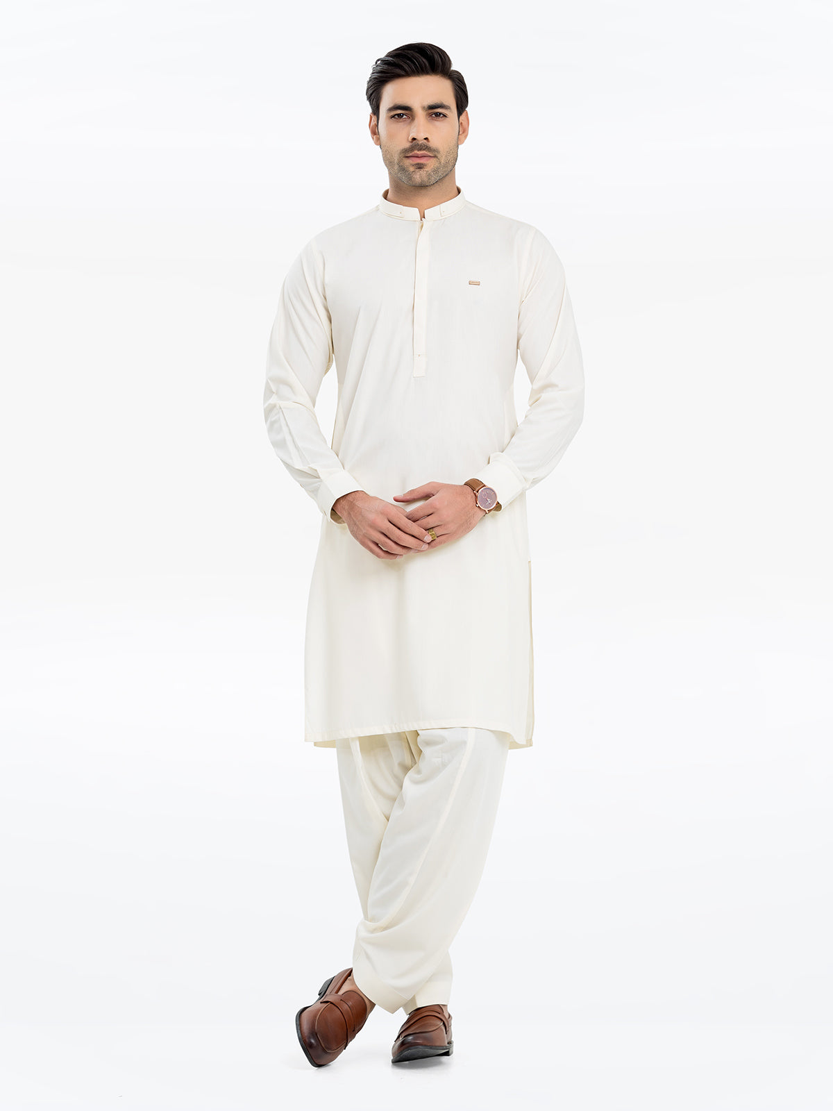 Men's Cream Kurta Shalwar - EMTKST24S-99460