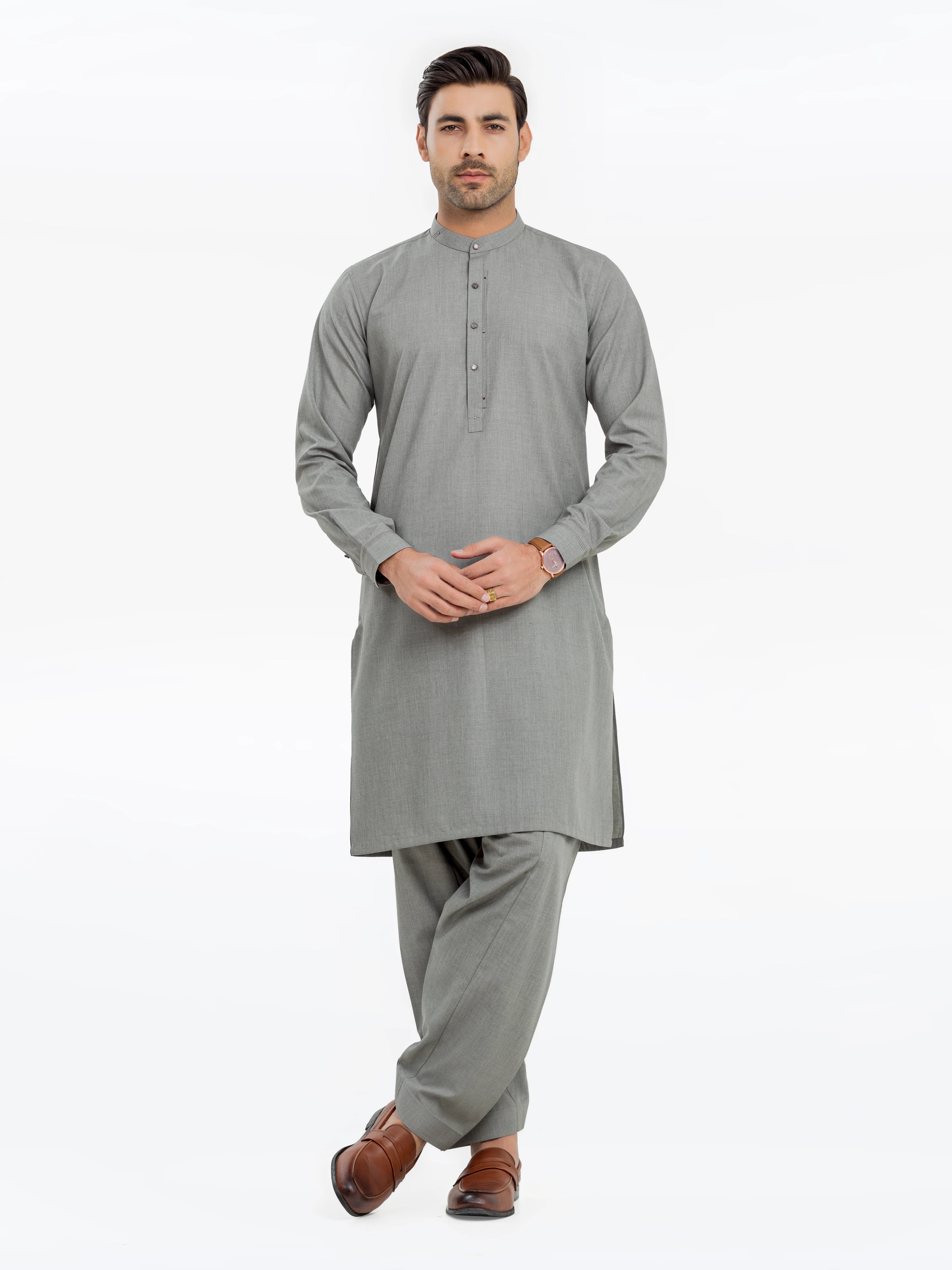 Men's Grey Kurta Shalwar - EMTKST24S-99463