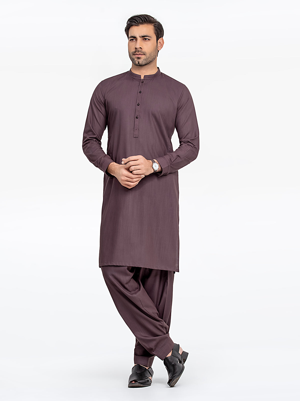 Men's Burgundy Kurta Shalwar - EMTKS24-41079