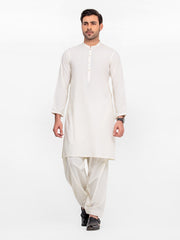 Men's Cream Kurta Shalwar - EMTKS24-41081