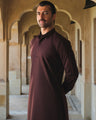 Men's Maroon Kurta Shalwar - EMTKS24S-41119