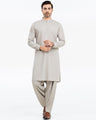 Men's Mushroom Grey Kurta Shalwar - EMTKS24-41126