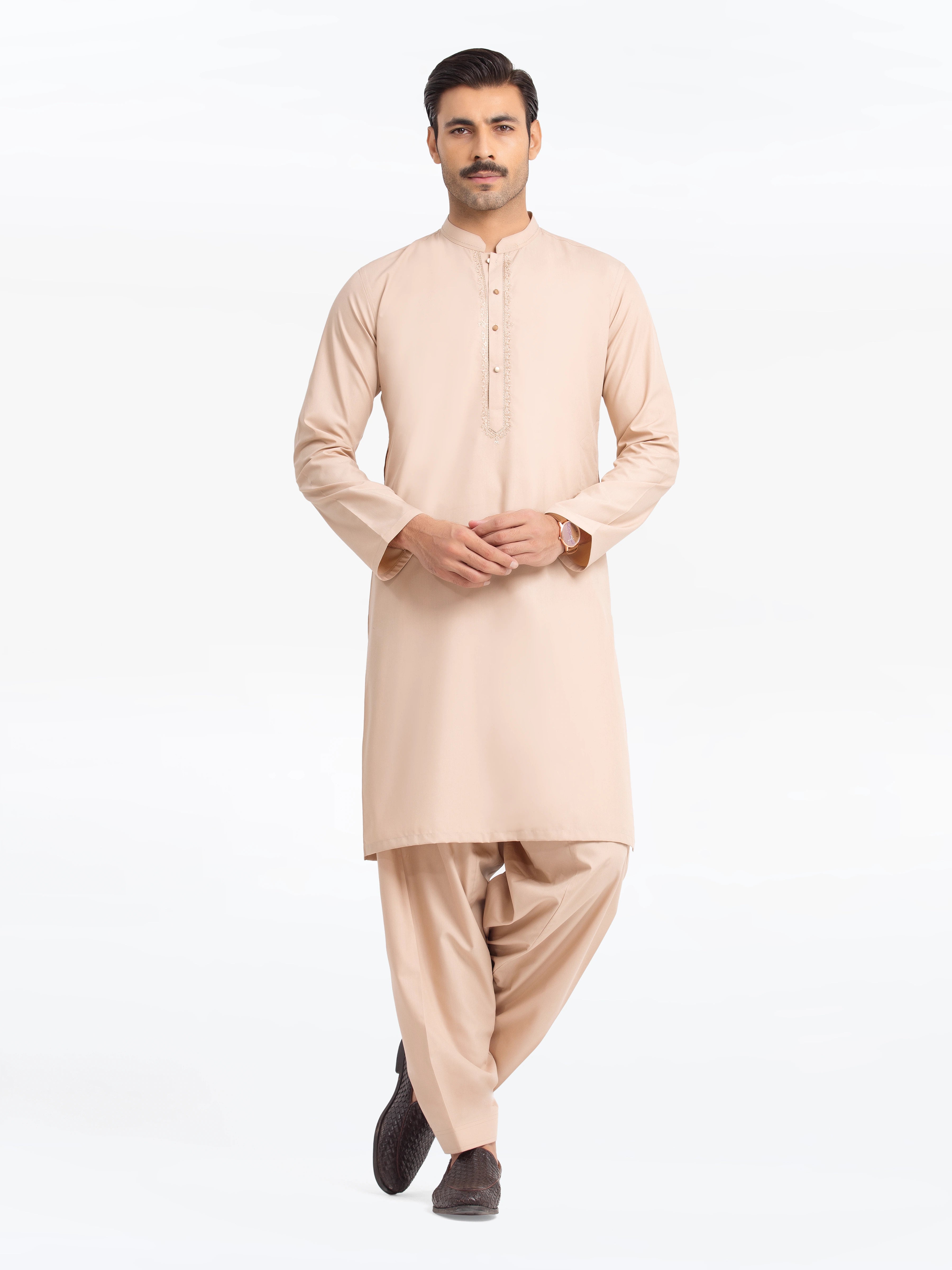 Men's Fawn Kurta Shalwar - EMTKS24S-41137