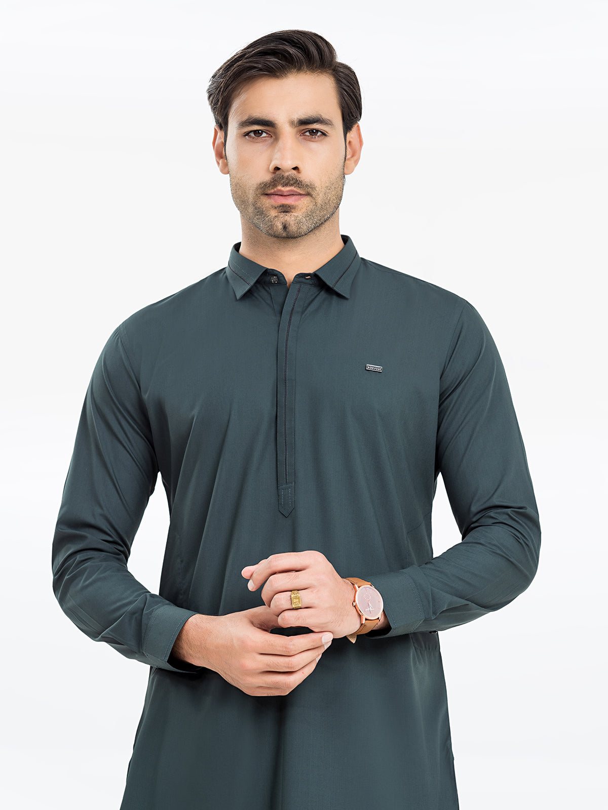 Men's Dark Green Kurta Shalwar - EMTKS24S-41116