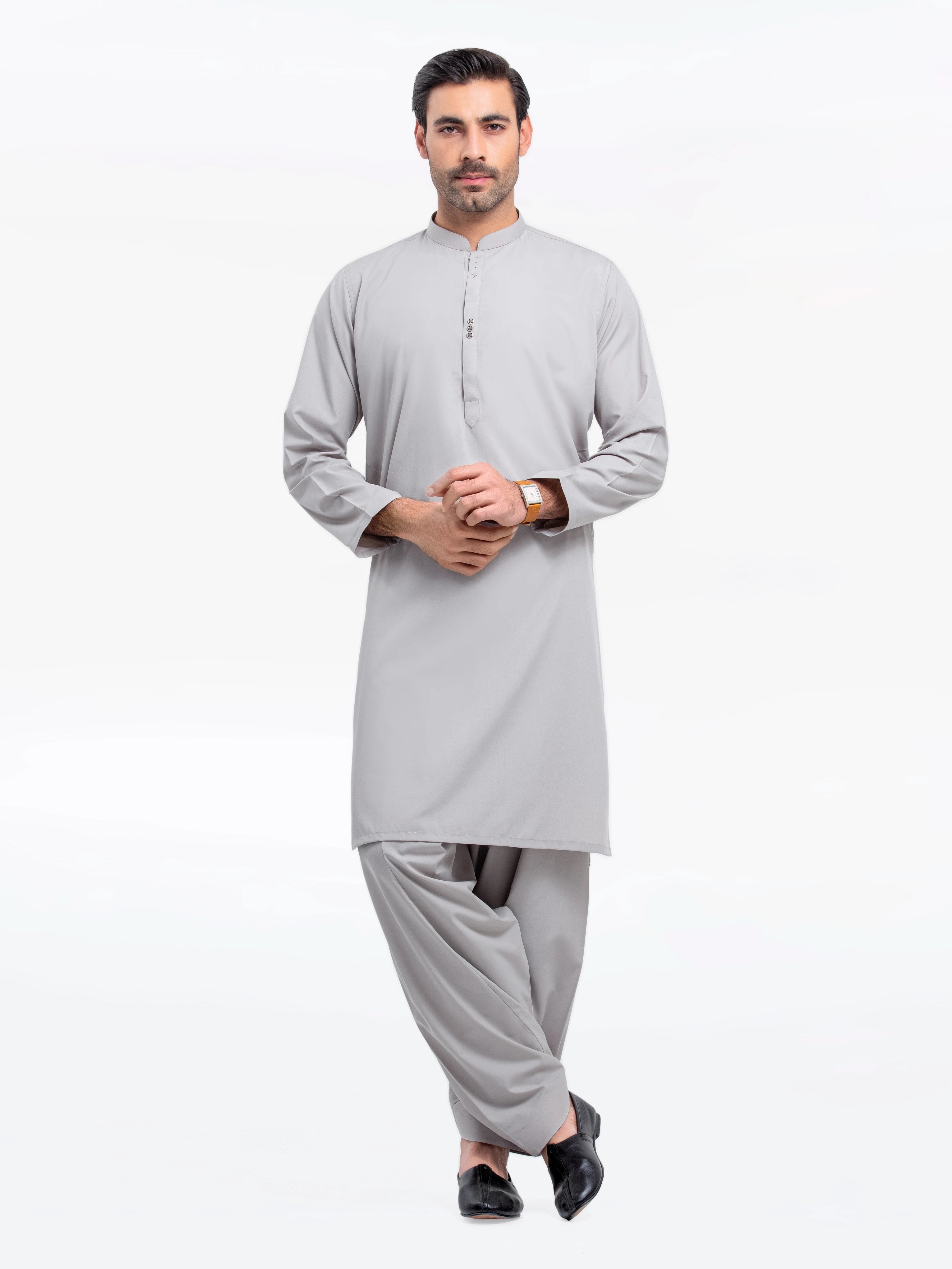 Men's Grey Kurta Shalwar - EMTKS25S-41147