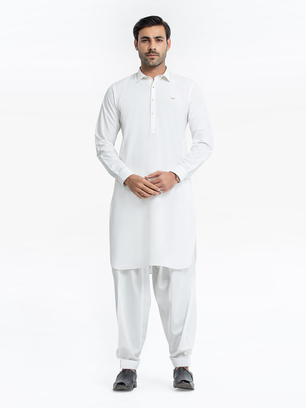 Men's Off White Kurta Shalwar - EMTKST24-99448