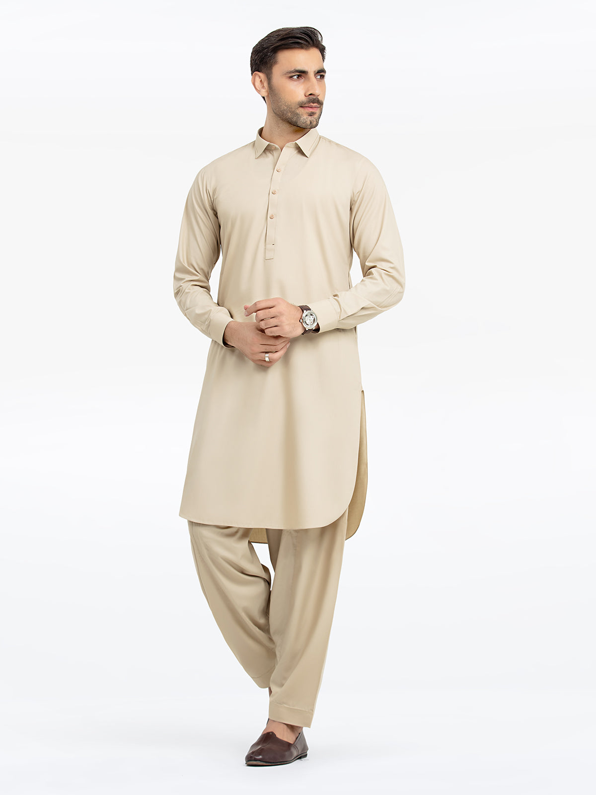 Men's Beige Kurta Shalwar - EMTKST24S-99470