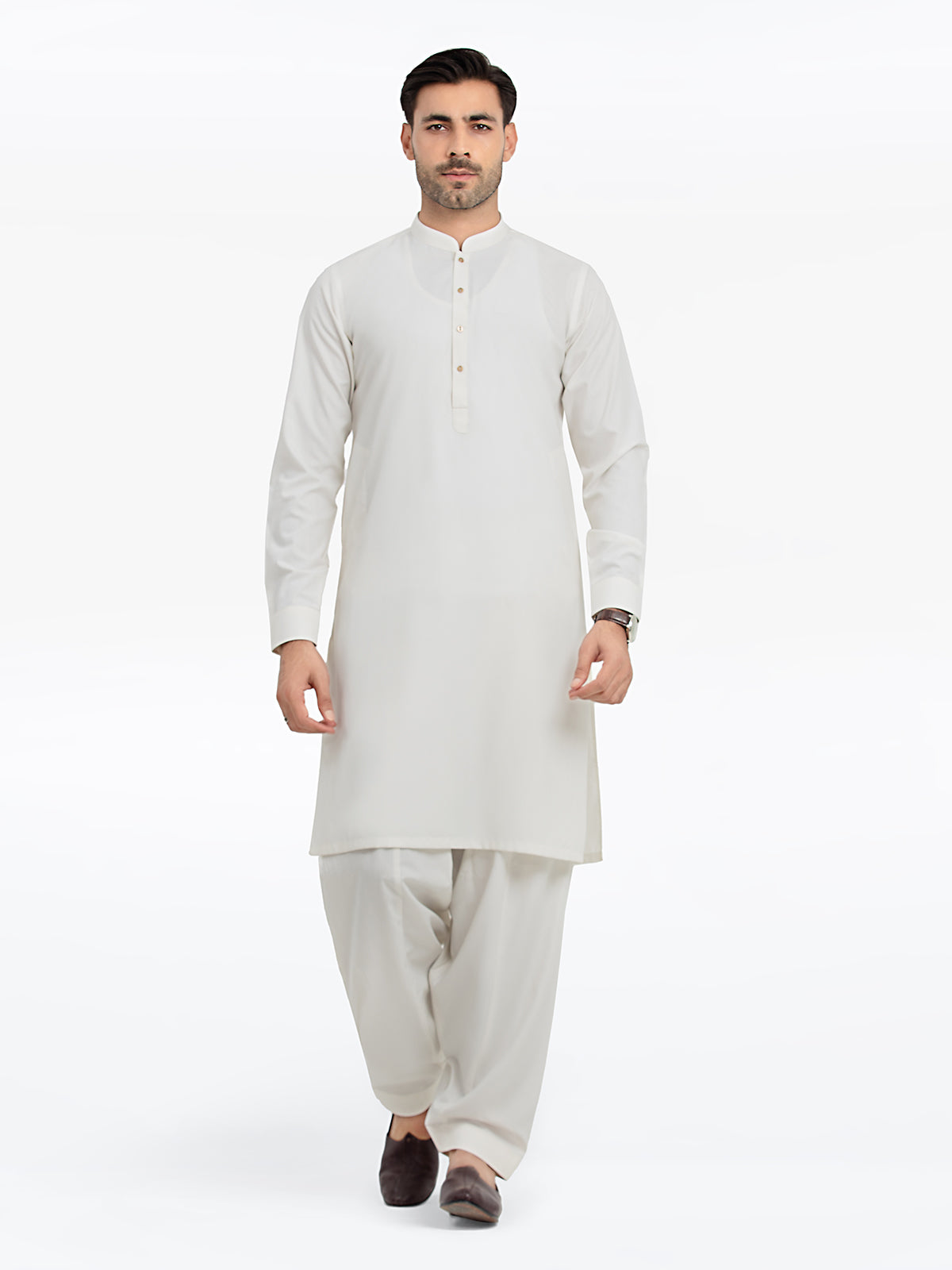 Men's Off White Kurta Shalwar - EMTKST24S-99473