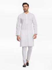 Men's White Kurta - EMTK24-99426