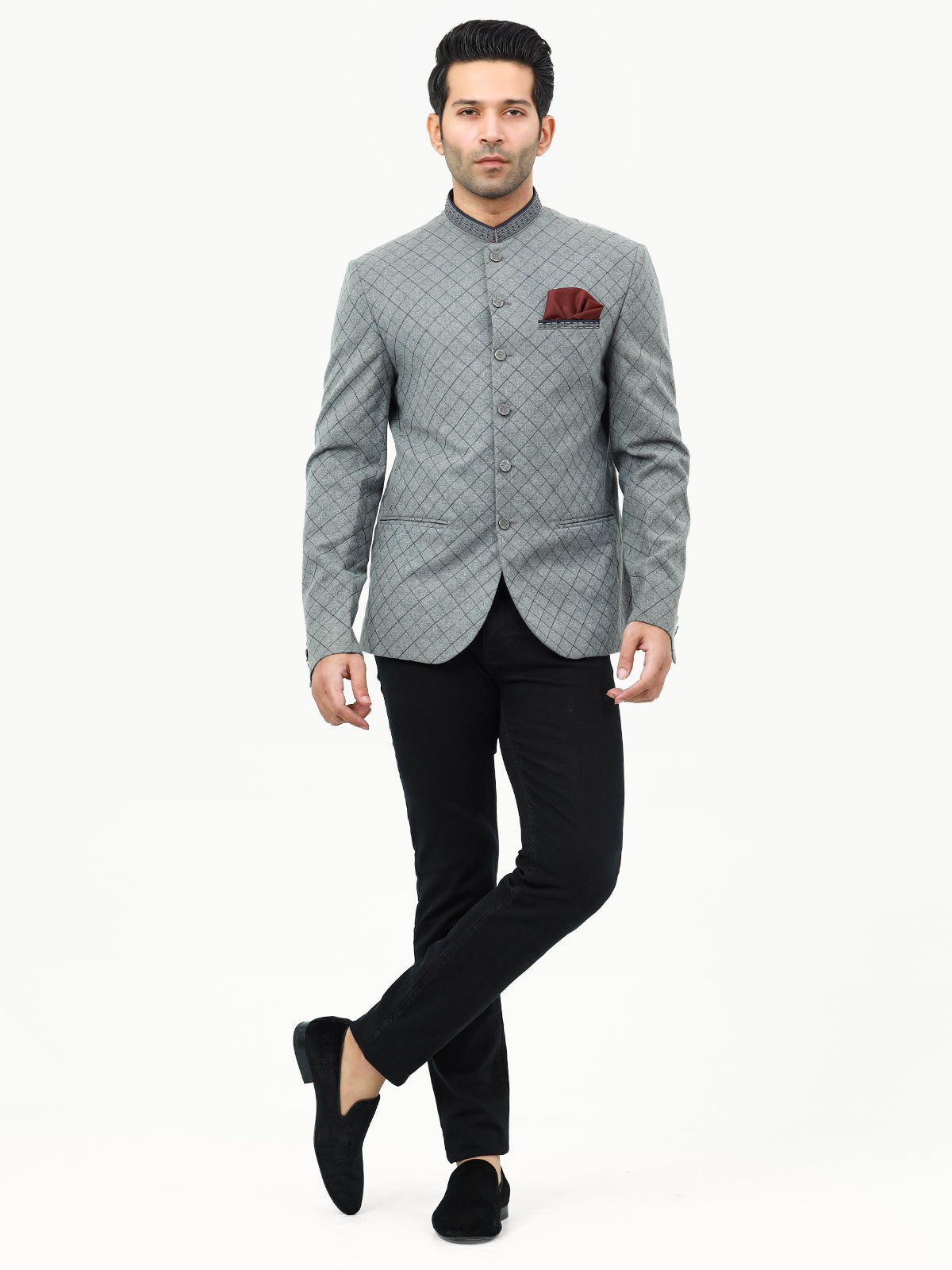 Men's Grey Prince Coat - EMTPC22-008