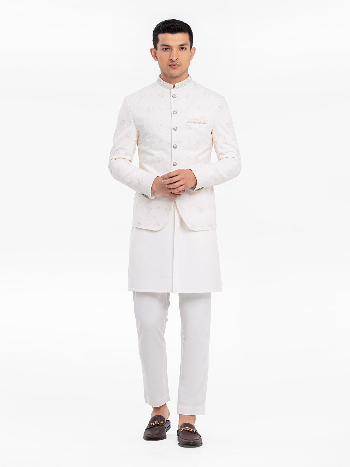 Men's Off White Prince Coat - EMTPC23-028