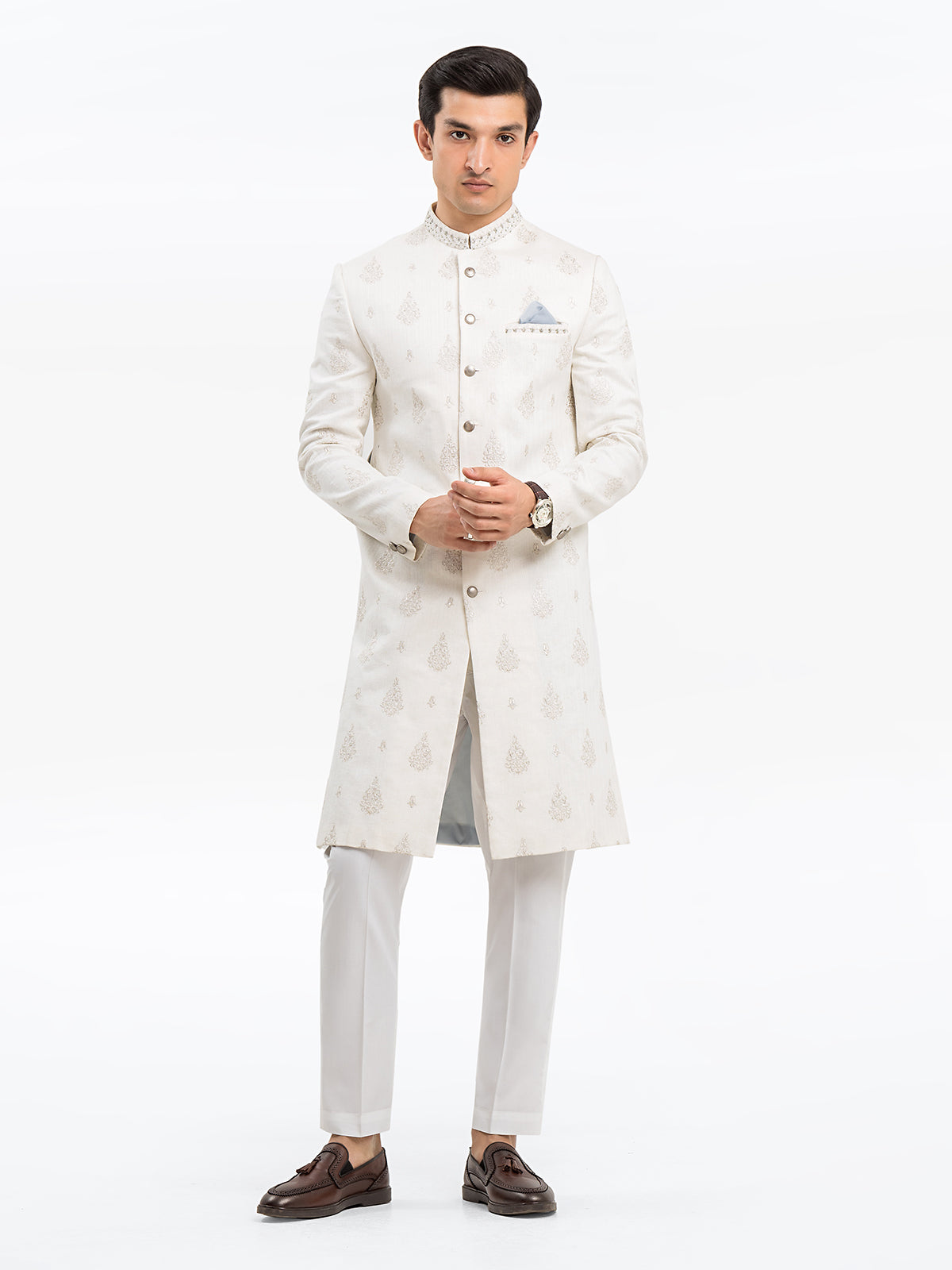 Men's Off White Sherwani - EMTS23-7222