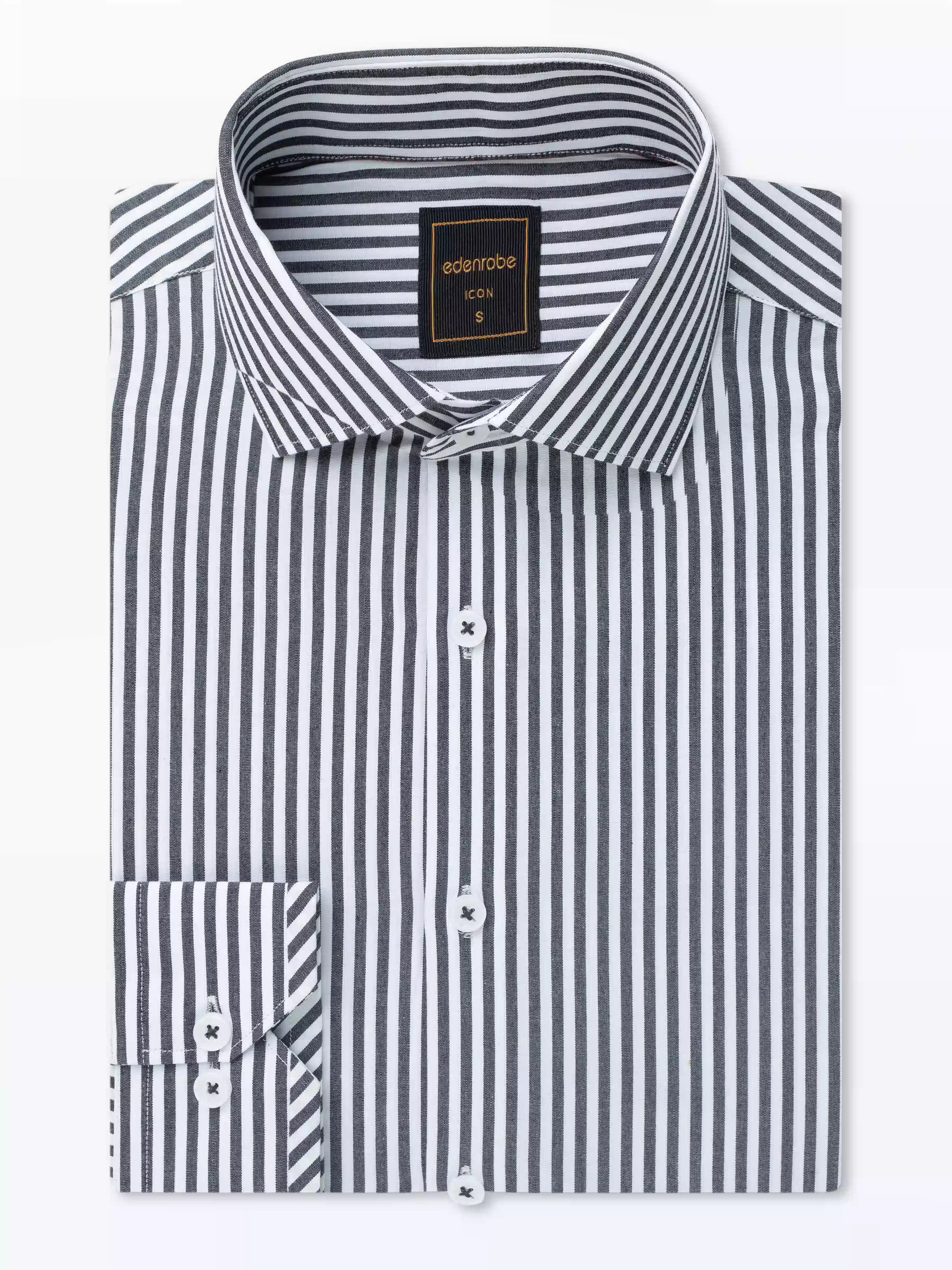 Men's Black & White Shirt - EMTSI24-50725