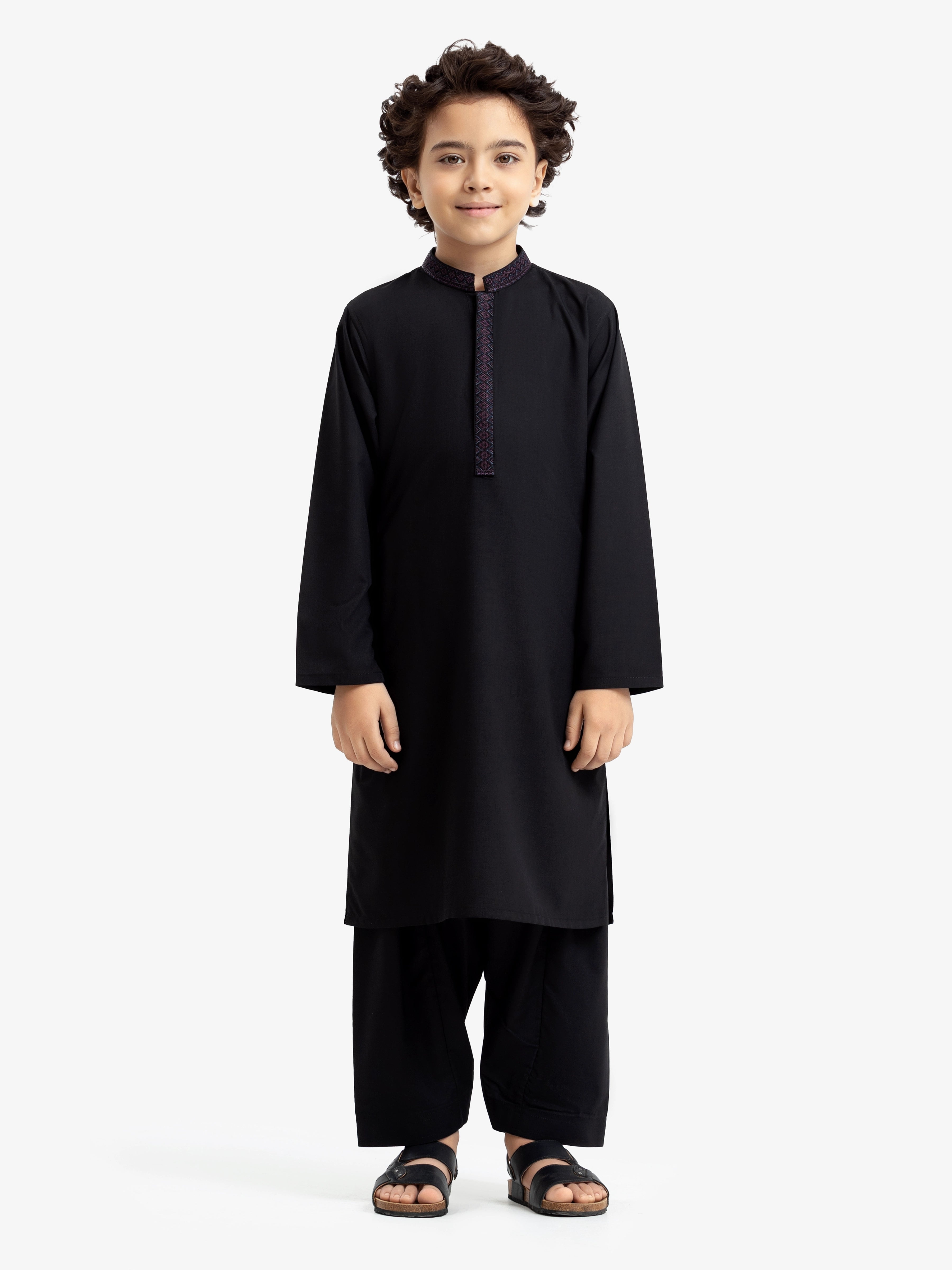 Boy's Black Kurta Shalwar - EBTKS24-3974