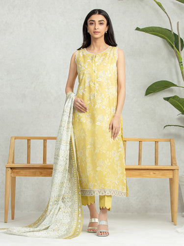 EWU24A1-28380-3P Unstitched Yellow Printed Lawn 3 Piece