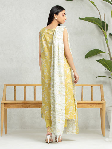 EWU24A1-28380-3P Unstitched Yellow Printed Lawn 3 Piece