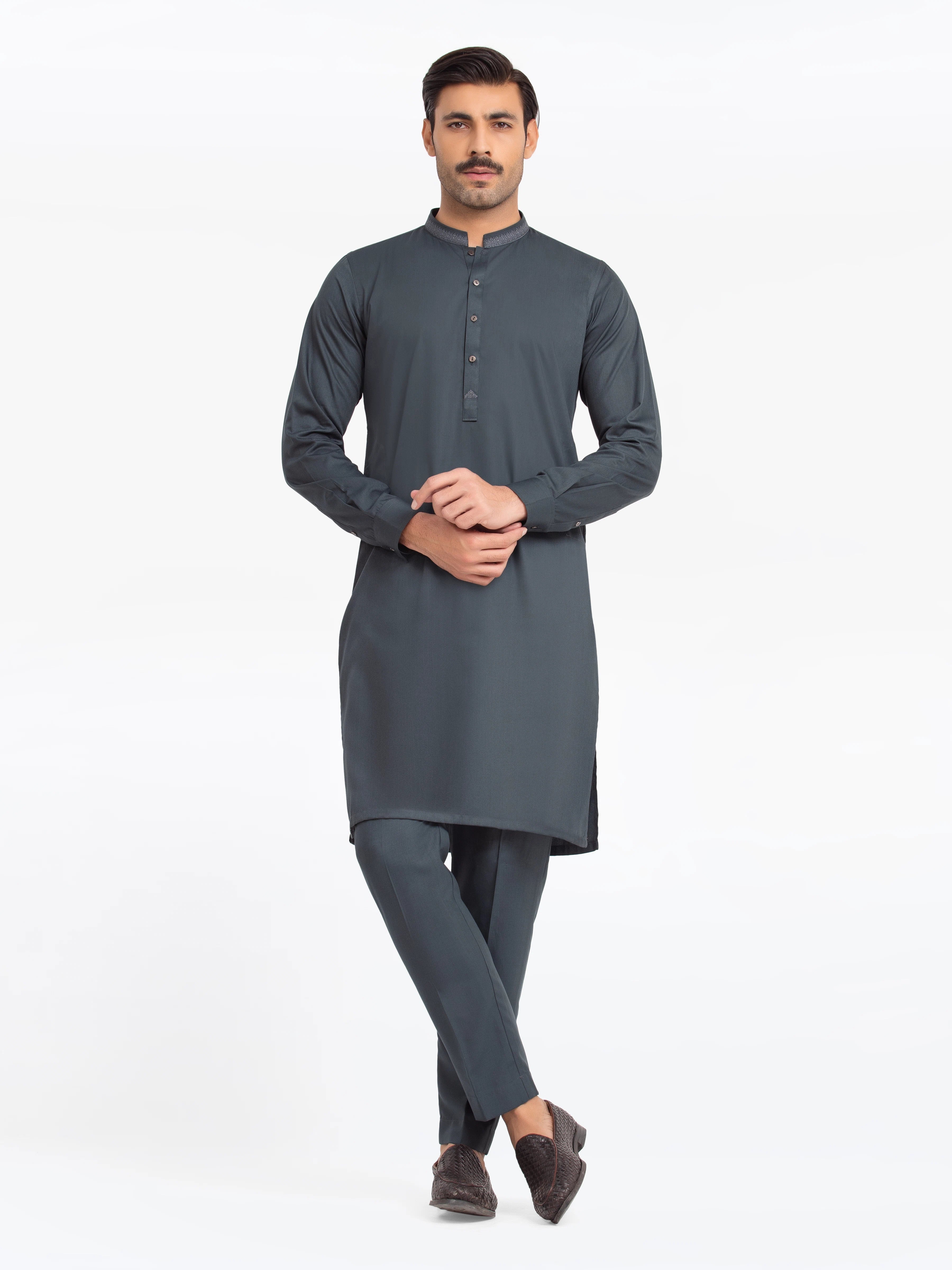 Men's Bottle Green Kurta Pajama - EMTKPT24-046