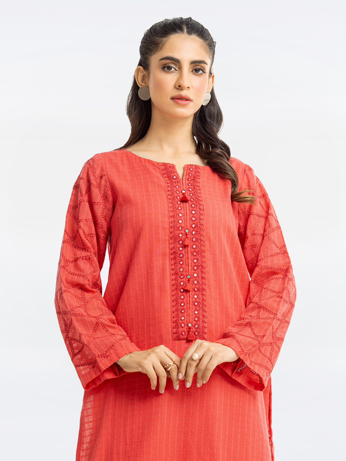 Pret 1Pc Embroidered Dobby Shirt - EWTKE23-69337S