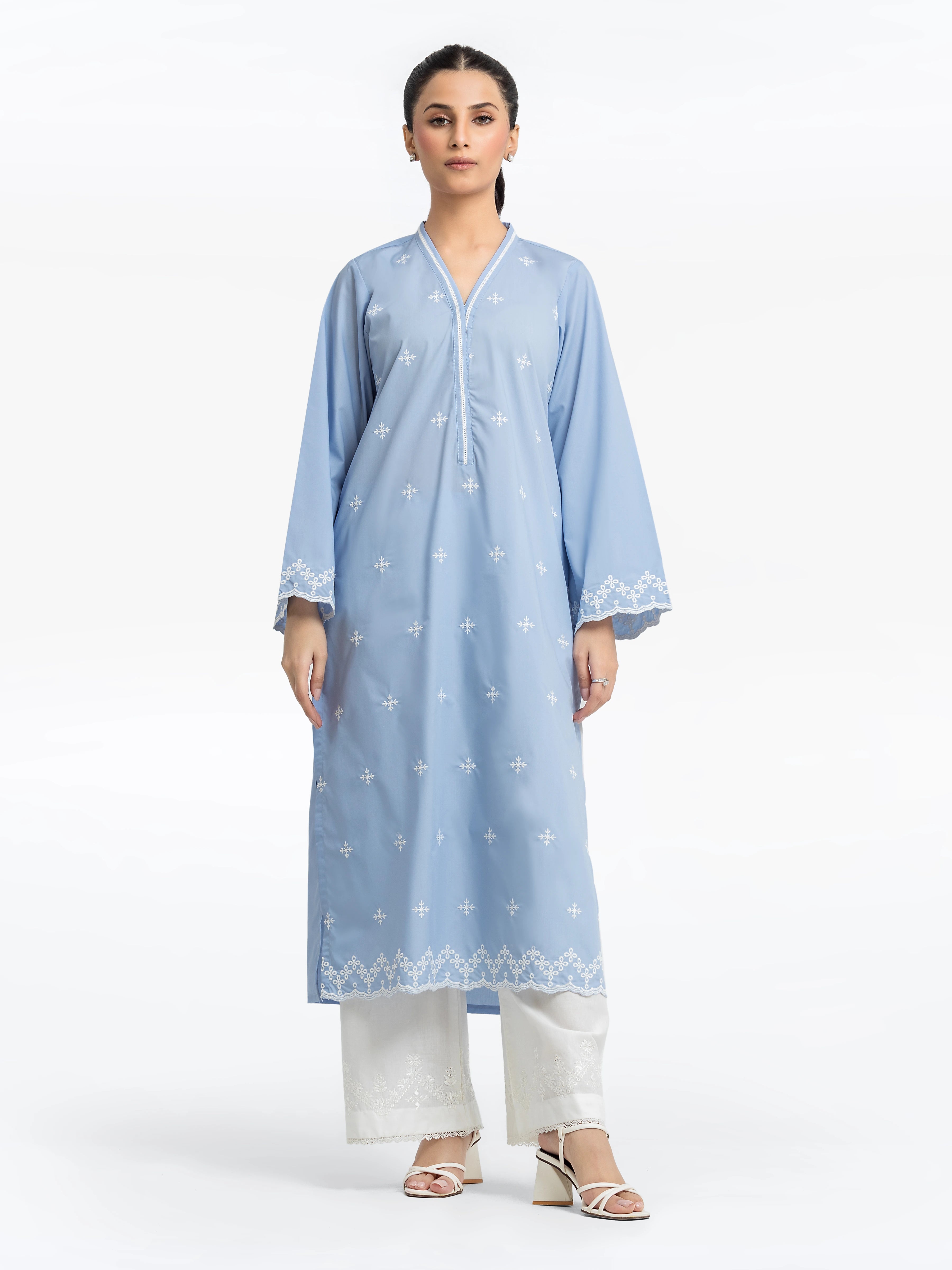 Pret 1Pc Embroidered Cotton Satin Shirt - EWTKE24-69650S