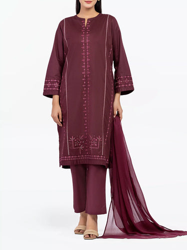 Pret 3Pc Embroidered Dobby Suit - EWTKE5-81442-3P