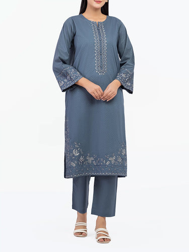 Pret 2Pc Embroidered Dobby Shirt Trouser - EWTKE5-81443ST