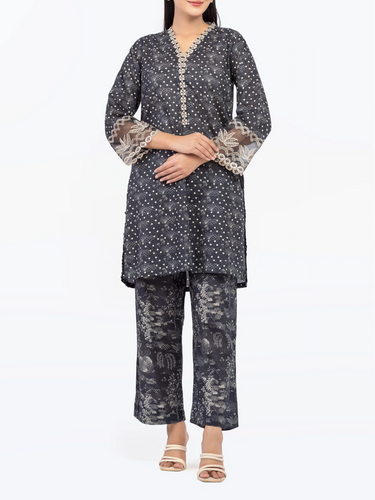 Pret 2Pc Embroidered Lawn Slub Shirt Trouser - EWTKE5-81678ST