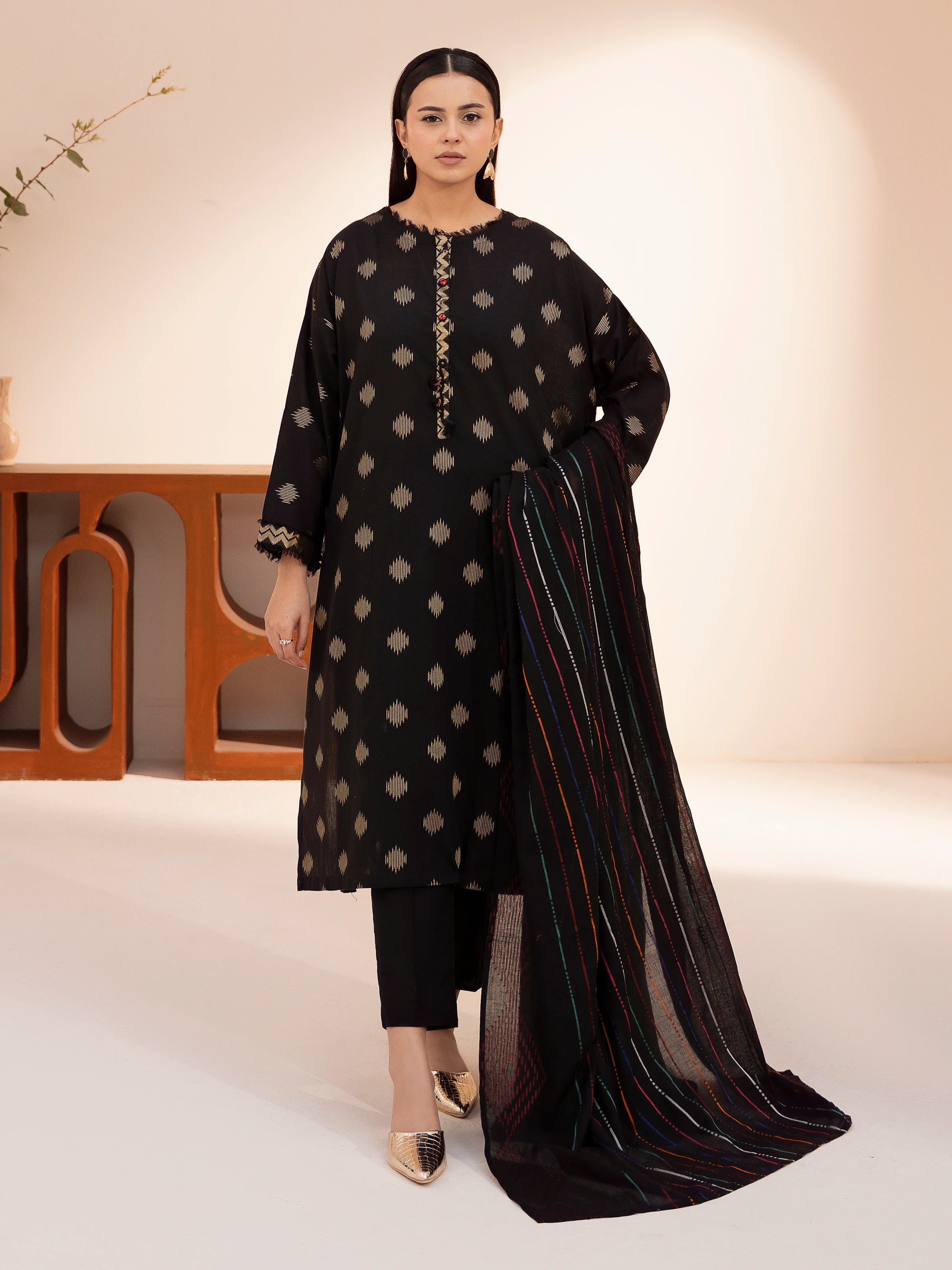 Pret 3Pc Printed Jacquard Suit - EWTKS24-81171-3P