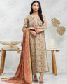 Unstitched Dark Beige Printed Lawn 3 Piece - EWU24A1-28276-3P