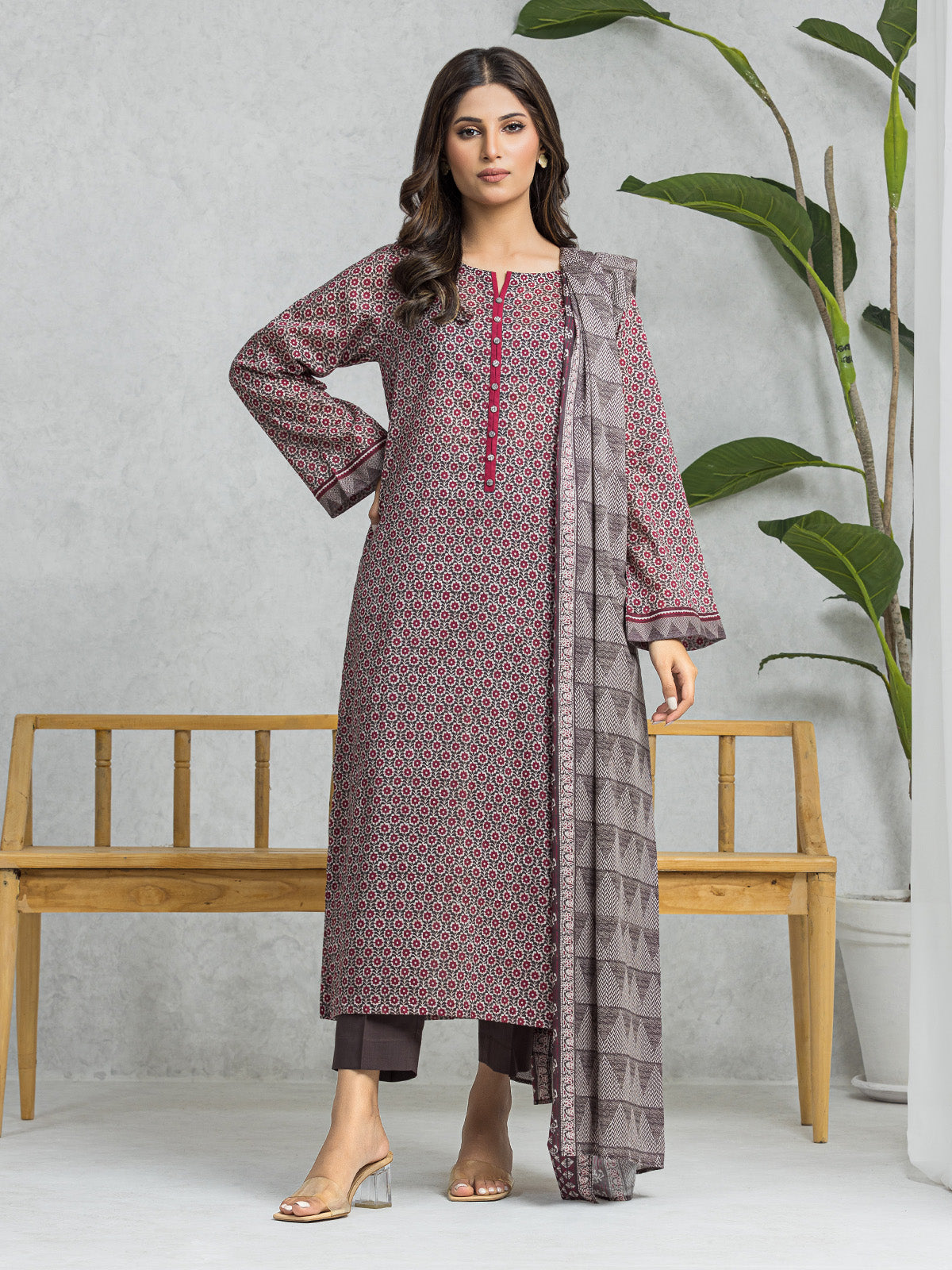 EWU24A1-28398-3P Unstitched Plum Printed Lawn 3 Piece