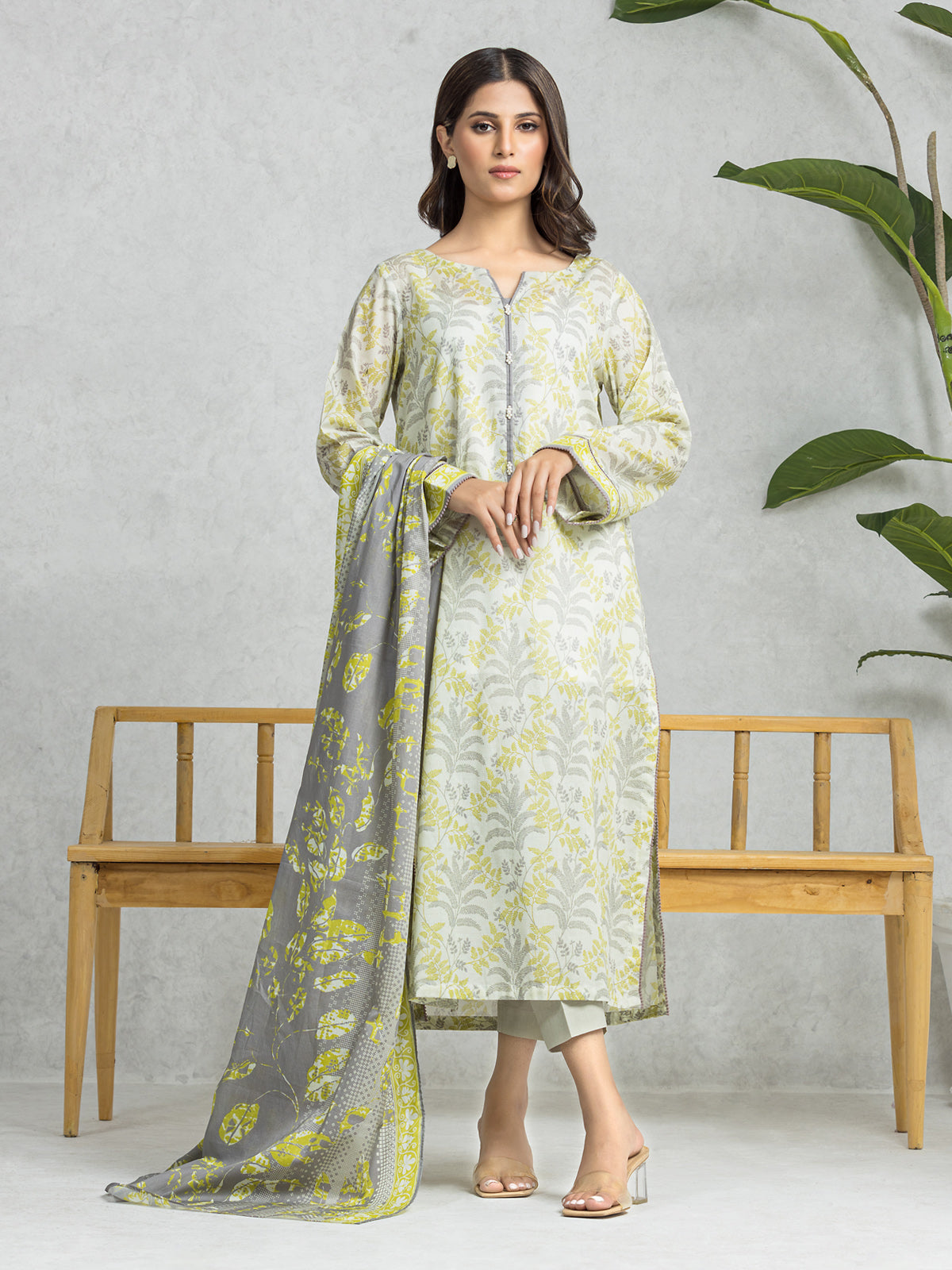 EWU24A1-28470-3P Unstitched Green Multi Printed Lawn 3 Piece