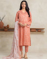 EWU24A1-29017-3P Unstitched Peach Printed Lawn 3 Piece