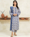 EWU24A1-29031-3P Unstitched Beige & Blue Printed Lawn 3 Piece