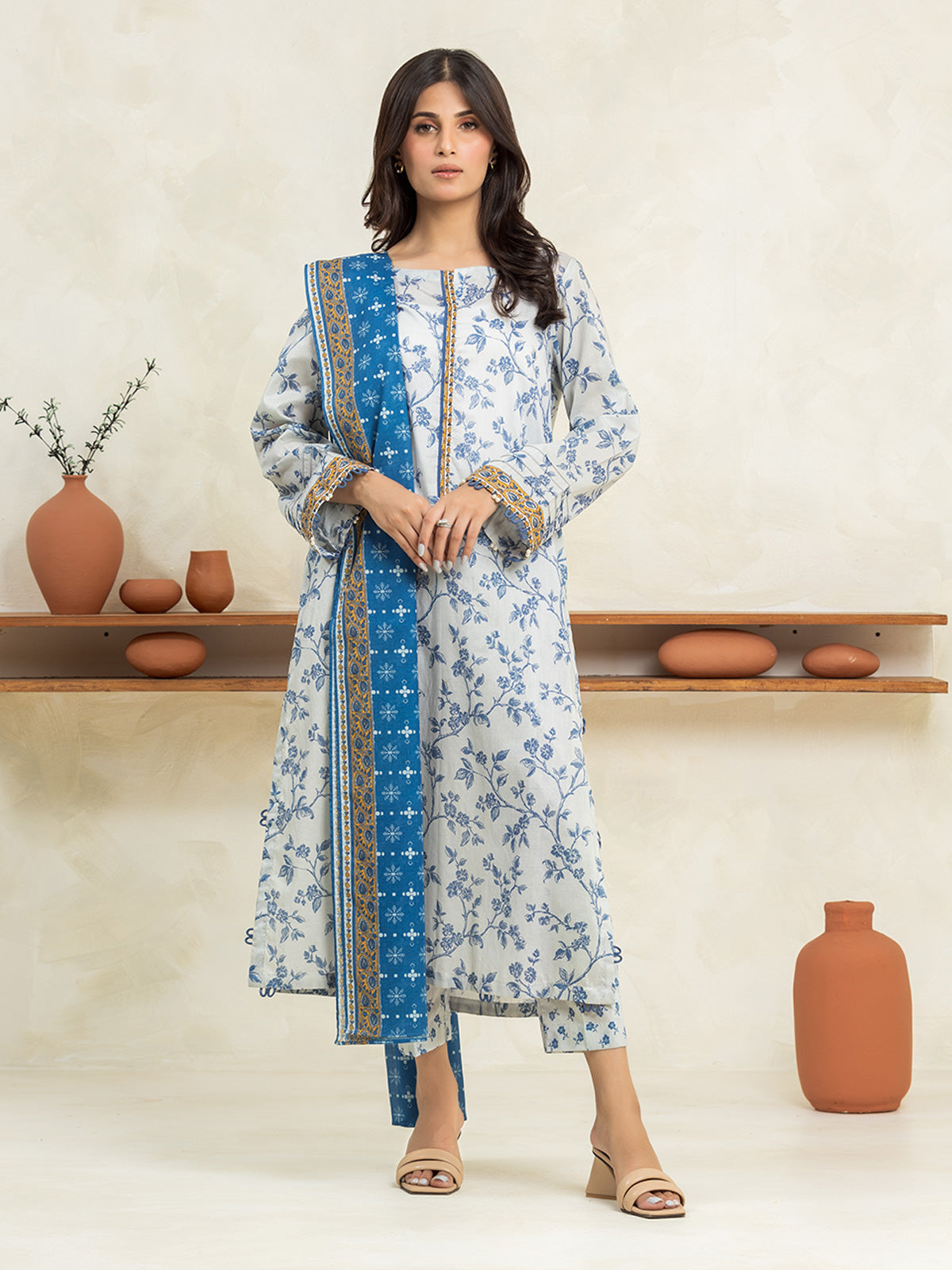 EWU24A1-29032-3P Unstitched Ice Blue Printed Lawn 3 Piece