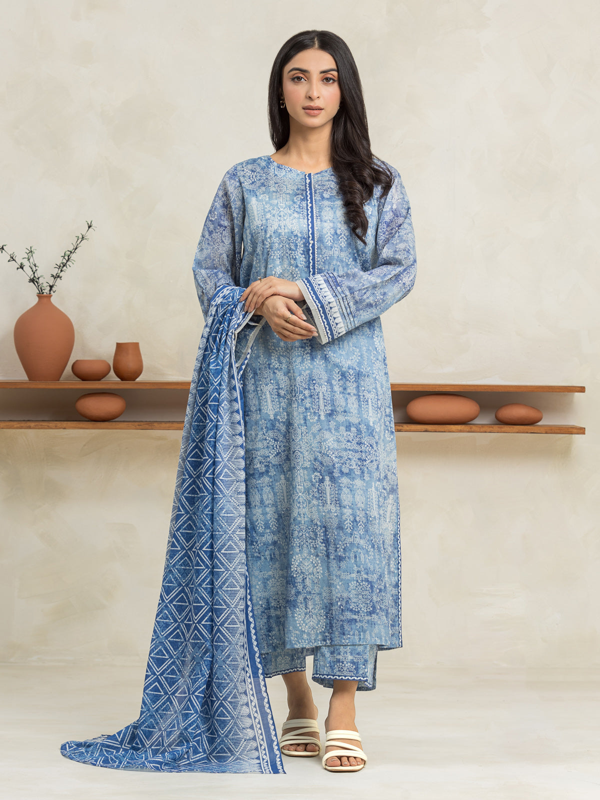 EWU24A1-29036-3P Unstitched Blue Printed Lawn 3 Piece