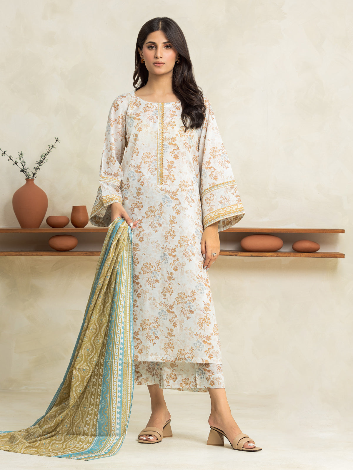 EWU24A1-29037-3P Unstitched White Multi Printed Lawn 3 Piece