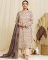 EWU24A1-29062-3P Unstitched Beige Printed Lawn 3 Piece