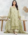 EWU24A1-29129-3P Unstitched Light Olive Printed Lawn 3 Piece