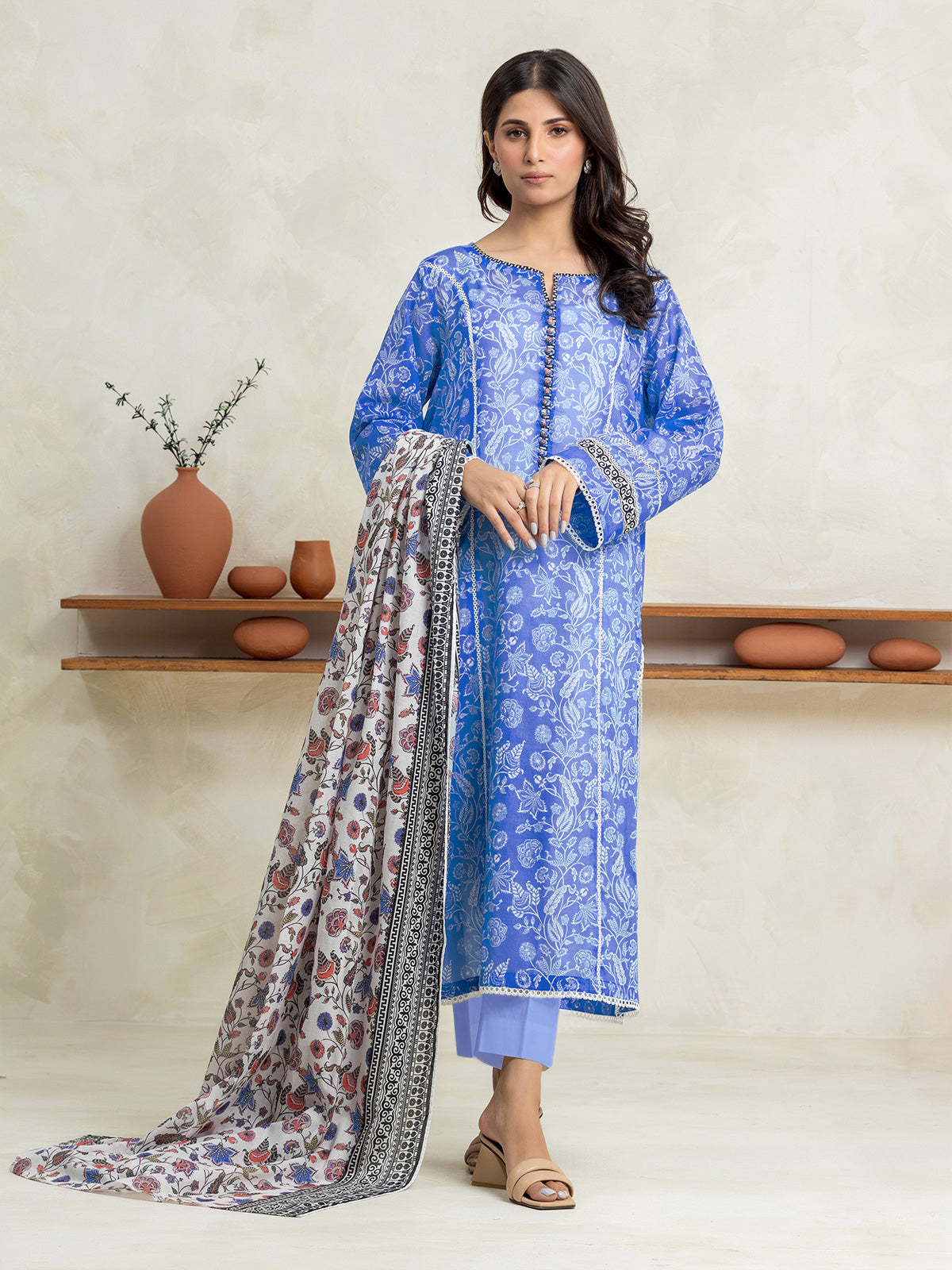 EWU24A1-29149-3P Unstitched Blue Printed Lawn 3 Piece