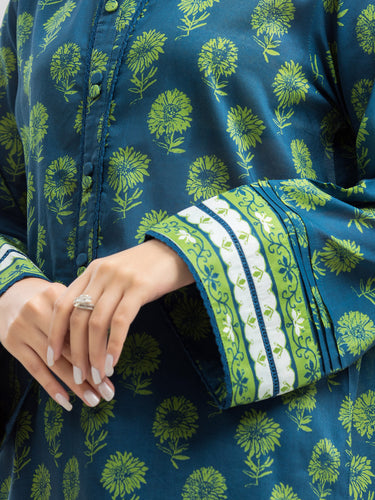 EWU24A4-29234-3P Unstitched Blue & Green Printed Viscose 3 Piece