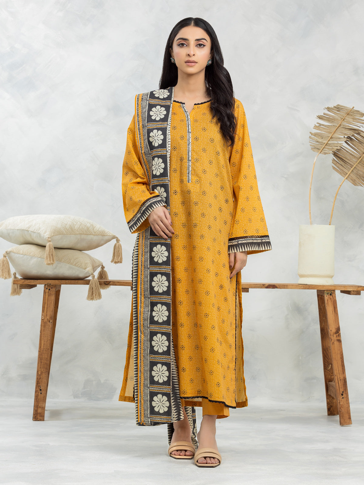 Unstitched Mustard Printed Lawn 3 Piece - EWU24A1-29469-3P