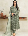 Unstitched Olive Green Printed Lawn 3 Piece - EWU24A1-29477-3P