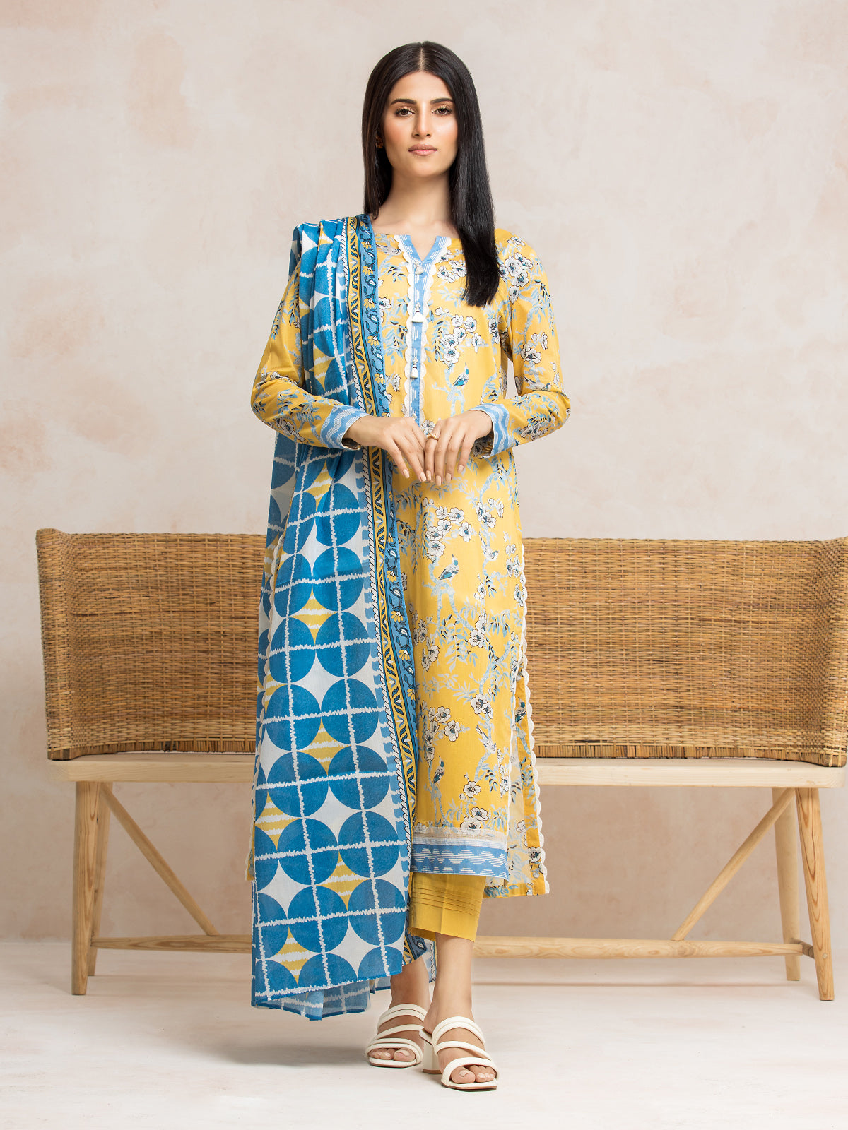 Unstitched Yellow Printed Cambric 3 Piece - EWU24A2-28201-3P