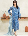 EWU24A2-29038-3P Unstitched Blue Printed Cambric 3 Piece