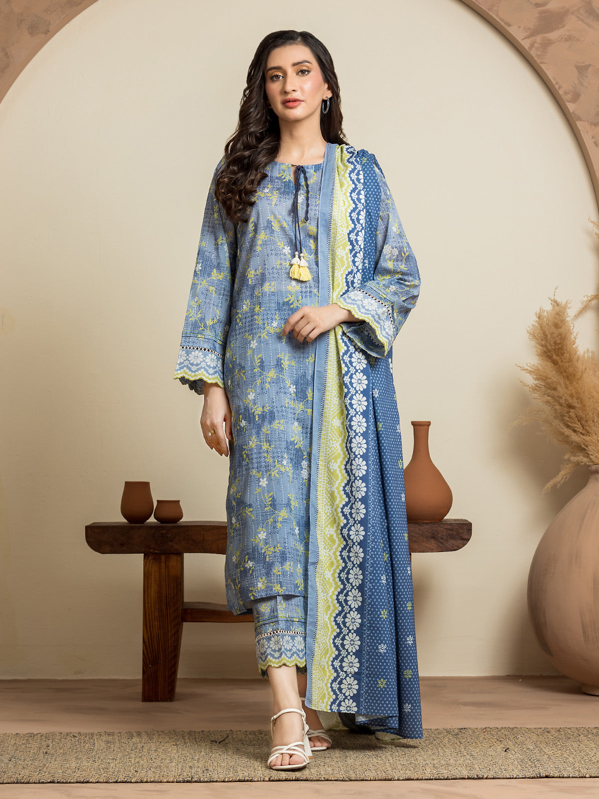 Unstitched Slate Blue Printed Cambric 3 Piece - EWU24A2-29278-3P