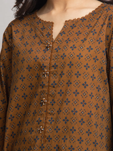 Unstitched Brown Printed Cambric 3 Piece - EWU24A2-29639-3P