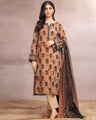 Unstitched Brown Printed Khaddar 3 Piece - EWU24A3-27097-3P