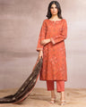 Unstitched Peach Printed Khaddar 3 Piece - EWU24A3-27102-3P